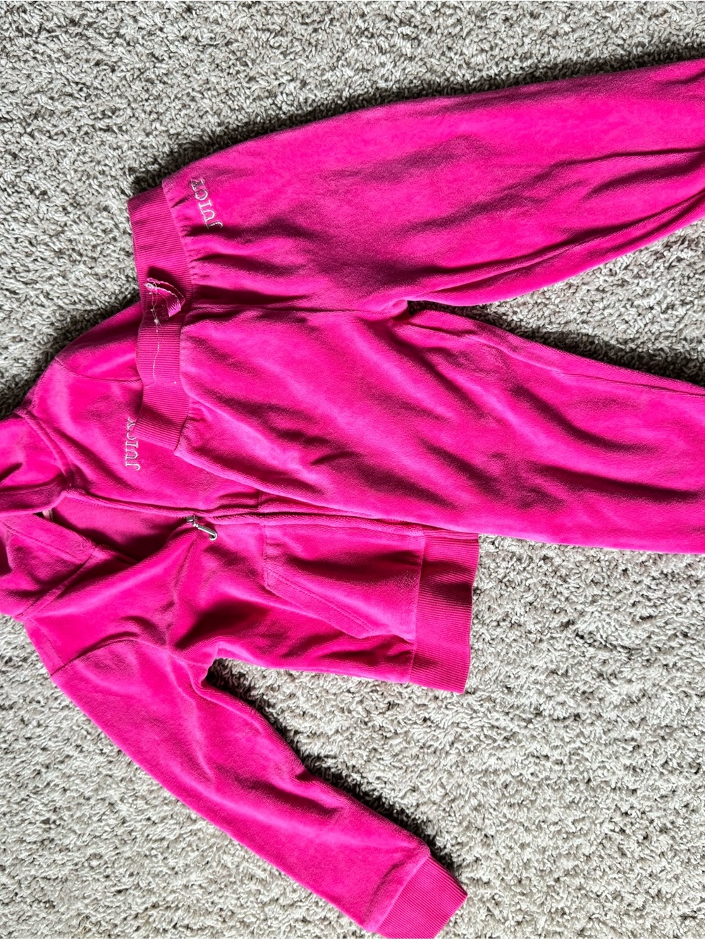 Juicy Couture Hot Pink Girls' Hooded Zip-Up Sweatshirt and Sweatpants
